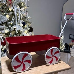 25" Christmas Red Metal Wagon